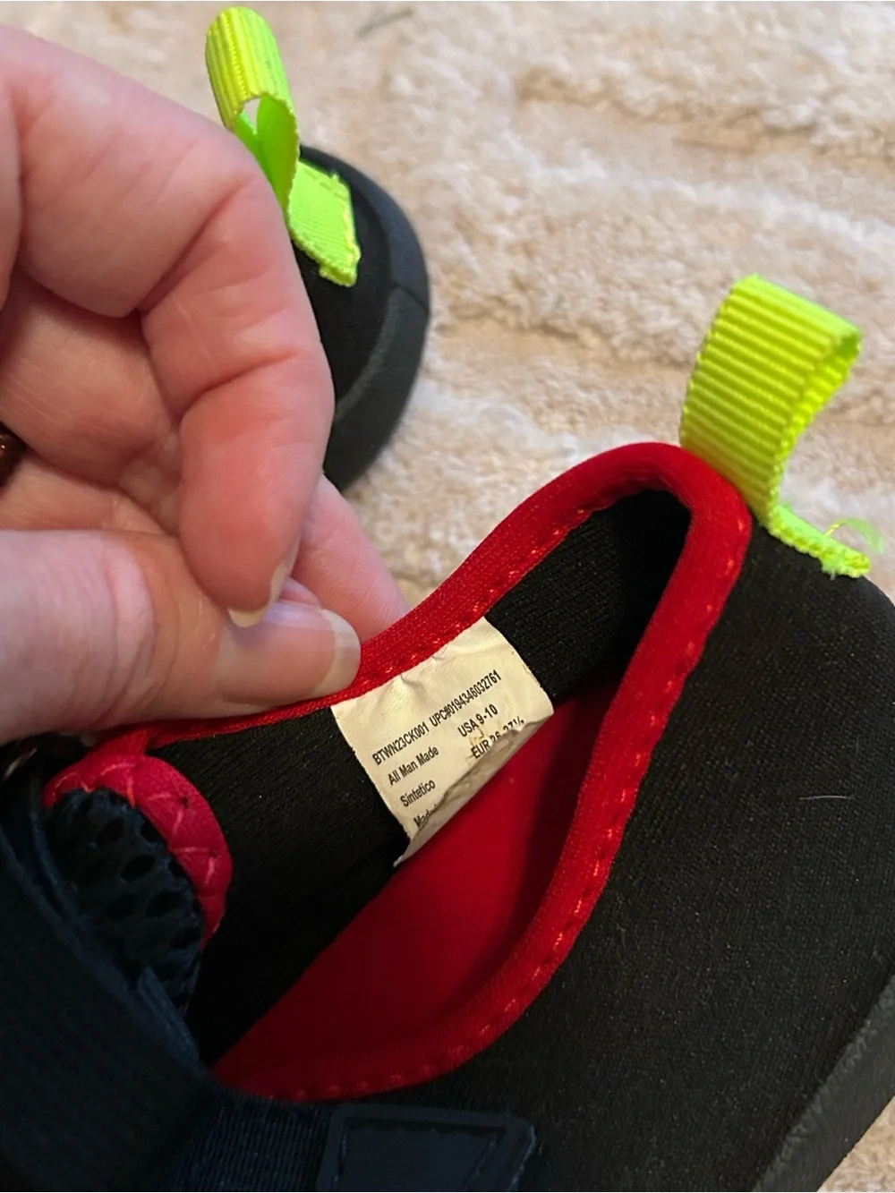 Kids Black and Neon Green Water Shoes Water Shoes Little Bots 9/10